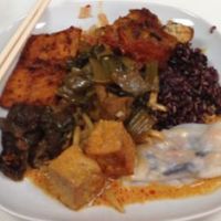 buffet with rice at ChuMinh Tofu and Veggie Deli in Seattle