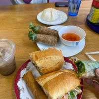 Banh mi and spring rollls at ChuMinh Tofu and Veggie Deli in Seattle