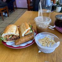 Banh mi and banana pudding at ChuMinh Tofu and Veggie Deli in Seattle