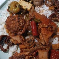 A variety of dishes I picked up from the buffet. at ChuMinh Tofu and Veggie Deli in Seattle