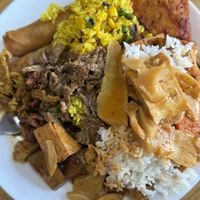 Buffet haul. Everything tastes so good together!  at ChuMinh Tofu and Veggie Deli in Seattle