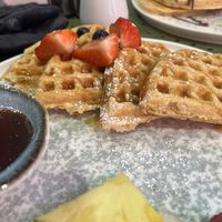 Vegan waffles made to order !   at Cherries and Tea Cafe in Letchworth