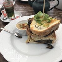 Very tasty sandwich with vegetables and hummus  at Humus in Bolzano