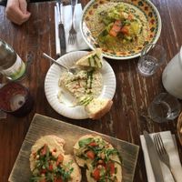 Cour cous, babaganoush, hummus bruschetta at Humus in Bolzano