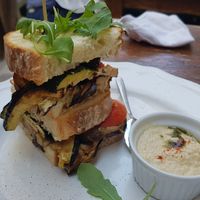 Club Sandwich w tofu and grilled veggies at Humus in Bolzano