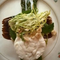 Frisee asparagus cashew milk burrata - a highlight at Miss Rachel's Pantry in Philadelphia