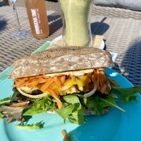 Sandwich with grilled eggplant and carrots  at The Break Cafe in Thisted