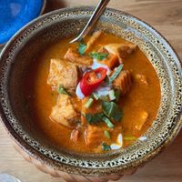 Coconut and sweet potato curry with tofu at Quê Em in Helsinki