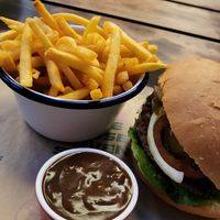 Vegan Burger at The World Bar and Resturant in Queenstown