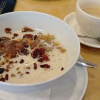 Vegan granola and chai latte with soy milk at COKAFE Centrum in Ostrava