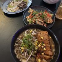 Noods, mushrooms, eggplant  at Bam Pow in Port Douglas