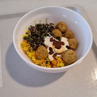 Bowl with couscous, falafel and lentil salad at Mensa UniCampus Magdeburg in Magdeburg