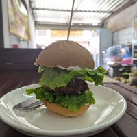 Burger at Kaun Im Yok Vegan Restaurant - H&H in Vang Vieng