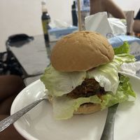 Vegan burger, also very nice!  at Kaun Im Yok Vegan Restaurant - H&H in Vang Vieng