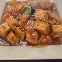 Tofu with sauce  at Kaun Im Yok Vegan Restaurant - H&H in Vang Vieng