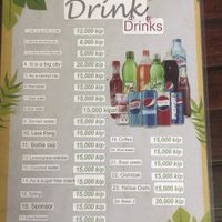 drink menu  at Kaun Im Yok Vegan Restaurant - H&H in Vang Vieng
