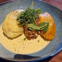 Portion was ample, looksdwarfed in huge bowl! at Loch lomand Arms in Luss