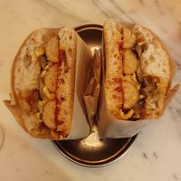 Posh sausage sandwich #Veganuary at The Breakfast Club - Soho on Berwick St in London