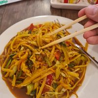Yellow-Noodles with Vegetables at Thanaphon Thai Restaurant in Tbilisi