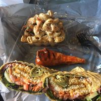 Phish wrap, sriracha ting, and pasta salad at The Green House in Baltimore