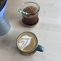 iced americano + oat milk flat white  at C O M B in Edinburgh