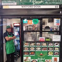 Owner Radha, who said he's updating his menu (asked him to list vegan options) at Watford Dosa in Watford