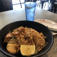 Pad Thai with tofu, onion, Thai basil #Veganuary at Sipz Fusion Cafe - Clairemont Mesa in San Diego