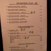Vegan options marked on menu at Nepal in Hong Kong Island