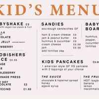 kids menu  at Hopefully Coffee in Shrewsbury