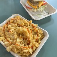 Mac and cheese and Game Day burger    at Vuture Food in Salt Lake City
