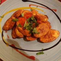 Fried banana ( starter) at Makula in Munich