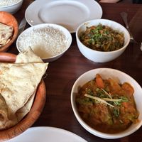 Bhindi Masala, veggie Madras curry, roti and naan  at Kashmir in Galway