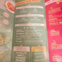 The menu at Fresh Burritos in Lille