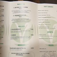 Menu at Veganato in Crete