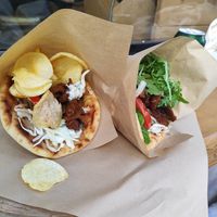Classical gyros in both versions - with chips and arugula at Veganato in Crete
