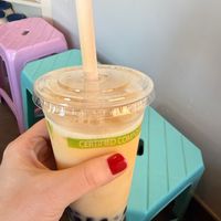 green tea boba with oat milk at Bah Mi Ba in Fairfax