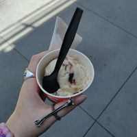 Salted caramel with okra cupcake - yum at Salt & Straw in San Ramon