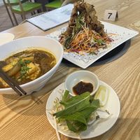 Mushroom Rolls and half of BBH.  at Vegan World  in Northbridge