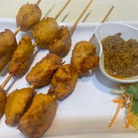 Satay skewers  at Vegan World  in Northbridge