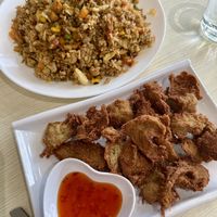 Crispy chicken and fried ricee  at Vegan World  in Northbridge