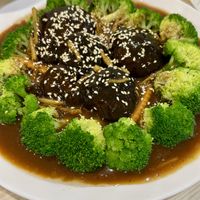 Broccoli and mushrooms   at Vegan World  in Northbridge
