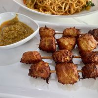 Satay skewers  at Vegan World  in Northbridge