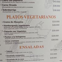 Vegetarian items on menu at La Villa  in Barichara