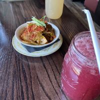 Kimchi side dish and drinking vinegar (blueberry ginger)  at TORI in St Paul