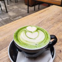 Soy matcha latte at Coffee District Guatemala in Guatemala City