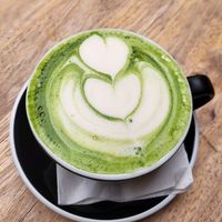 Soy matcha latte at Coffee District Guatemala in Guatemala City