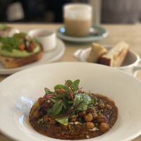 Shakshouka, avo toast in the background  at Lucyd - 루시드 in Seoul