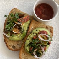 Vegan avo toast. Relish contains non-vegan wine, in case you avoid that. I don't, but I appreciate that the staff is this knowledgeable about veganism.  at Lucyd - 루시드 in Seoul