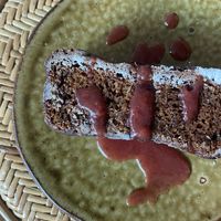 Lucyd's amazing vegan banana bread (we always get a slice for takeaway). At Lucyd, it's served with non-vegan Icecream, but you can get jam sauce instead.  at Lucyd - 루시드 in Seoul