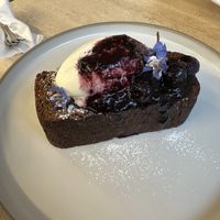 Banana bread (vegan) with ice cream and blueberry compotee  at Lucyd - 루시드 in Seoul